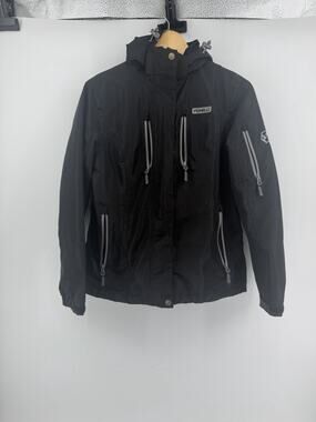 Foxelli Women’s Small Black Waterproof Fleece Lined Hiking Jacket Hooded